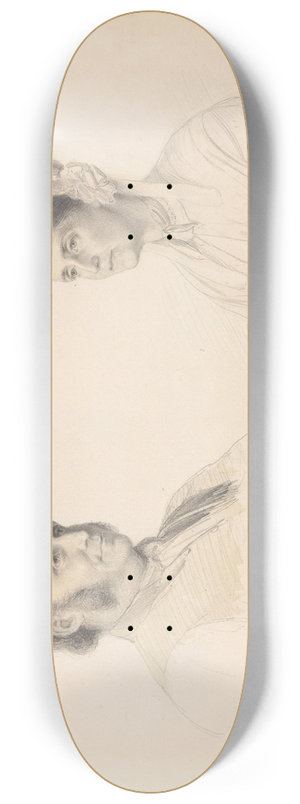 Adolph Tidemand - Male portrait; female portrait 8.25 inch art skate deck Adolph Tidemand - Male portrait; female portrait 8.25 inch art skate deck