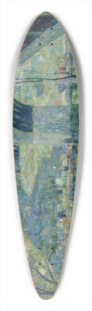 Ernest Lawson - Spring Night, Harlem River 39.3 inch art pintail longboard deck