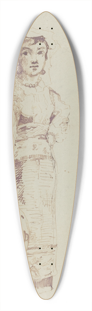Ernest Meissonier - Woman with a Tambourine (verso) 39.3 inch art pintail longboard deck