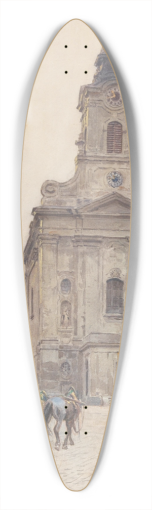 Ernst Graner - The so-called Rauchfangkehrerkirche in Vienna 39.3 inch art pintail longboard deck