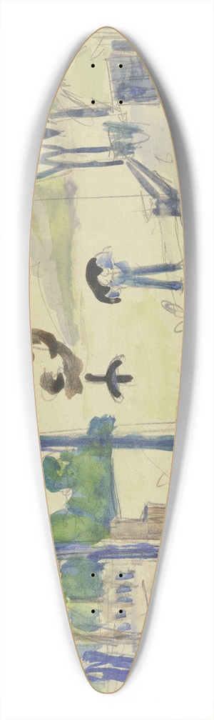 Ernst Ludwig Kirchner - Dampferlnde in the rain 39.3 inch art pintail longboard deck