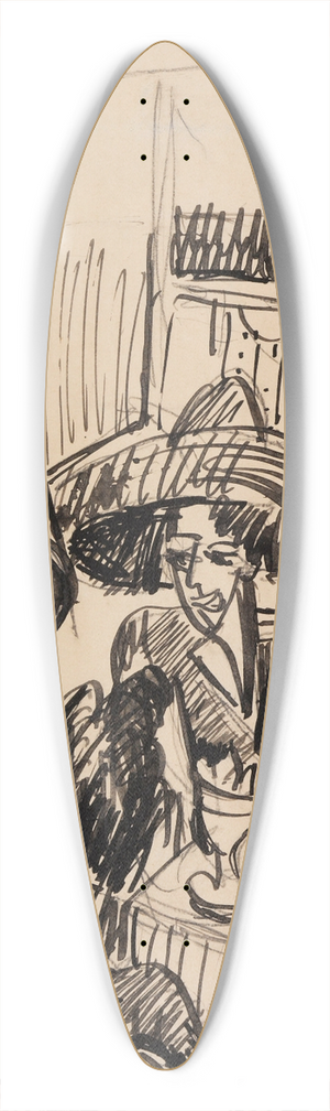 Ernst Ludwig Kirchner - Unterhaltung im Caf 39.3 inch art pintail longboard deck