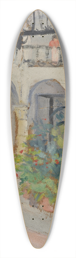 Ernst Schiess - Arcaded Courtyard in a Spanish House 39.3 inch art pintail longboard deck