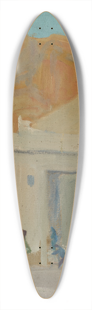 Ernst Schiess - Mountain with a Castle over a Spanish City 39.3 inch art pintail longboard deck