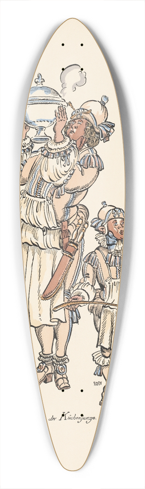 Ernst Stern - Der Kchenchef und der Kchenjunge 39.3 inch art pintail longboard deck Ernst Stern - Der Kchenchef und der Kchenjunge 39.3 inch art pintail longboard deck