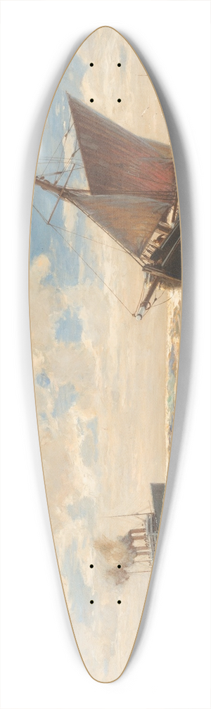 Erwin Carl Wilhelm Gnther - Steamer and sailing boats on open sea 39.3 inch art pintail longboard deck Erwin Carl Wilhelm Gnther - Steamer and sailing boats on open sea 39.3 inch art pintail longboard deck