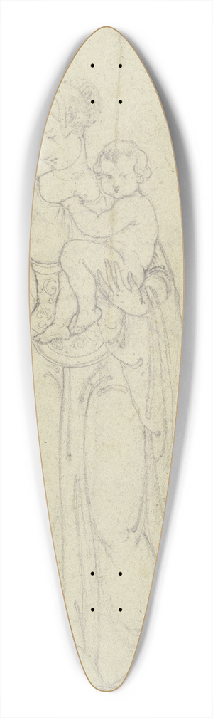 Eugen Eduard Schffer - Frau im Renaissance-Habit mit einem Kind auf dem Arm und einem Jungen zu ihrer Rechten 39.3 inch art pintail longboard deck