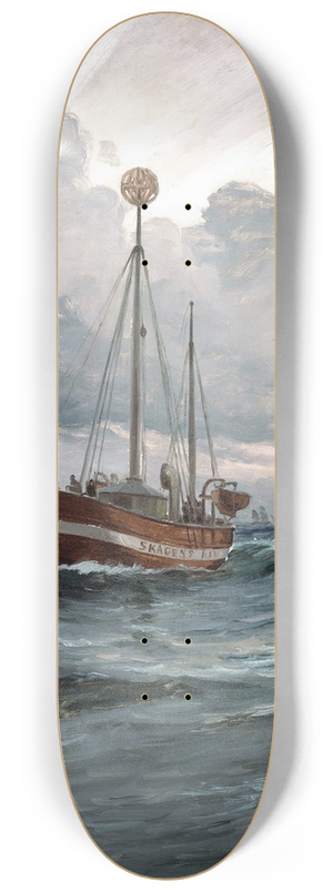 Carl Locher - The lightship at Skagen Reef 8.25 inch art skate deck