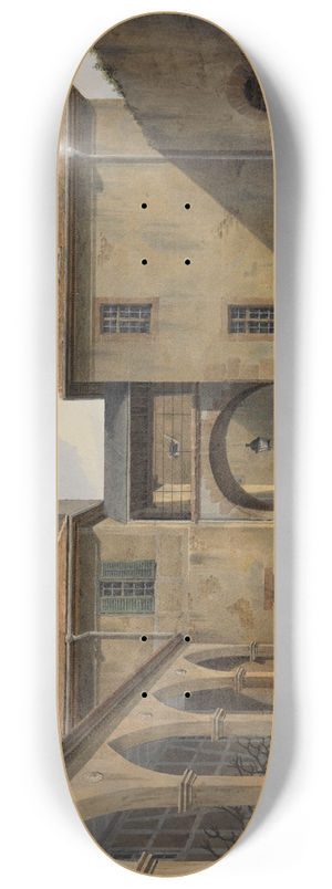 Carl Ludwig Frommel - Blick in den Innenhof von Schloss Eberstein 8.25 inch art skate deck