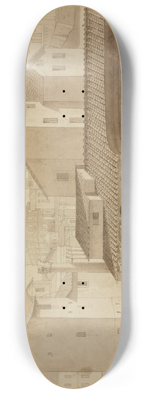 Carl Ludwig Frommel - Blick vom Palatin zwischen Husern hindurch auf das Kolosseum in Rom 8.25 inch art skate deck