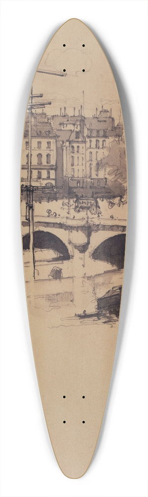 Eugne Bjot - Vue du Pont-Neuf 39.3 inch art pintail longboard deck Eugne Bjot - Vue du Pont-Neuf 39.3 inch art pintail longboard deck