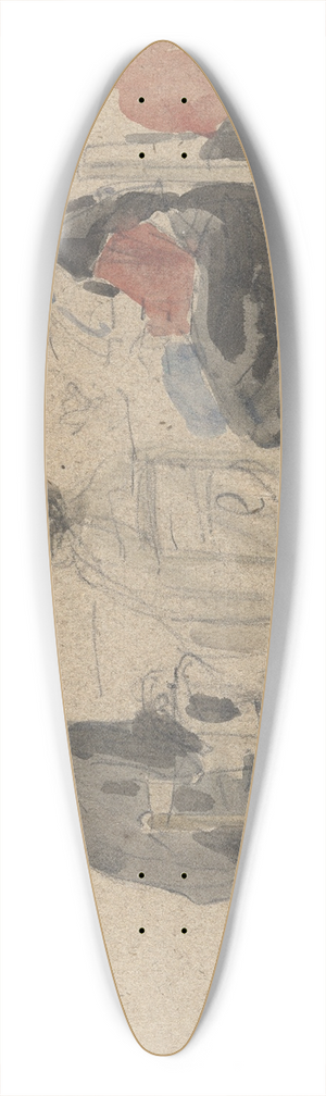 Eugne Boudin - Conversation on the Beach 39.3 inch art pintail longboard deck