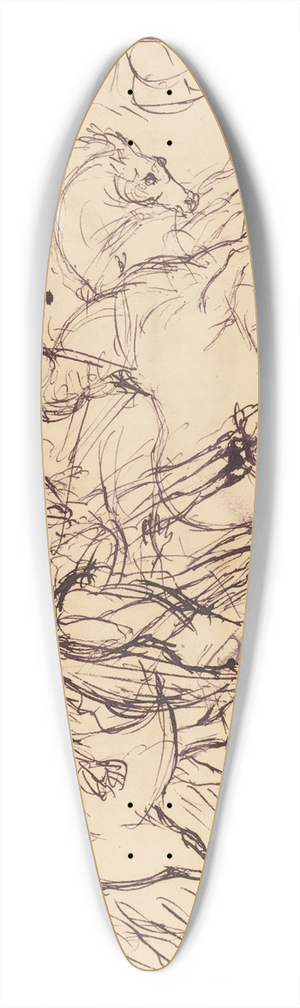 Eugne Delacroix - Charioteers (recto and verso) 39.3 inch art pintail longboard deck