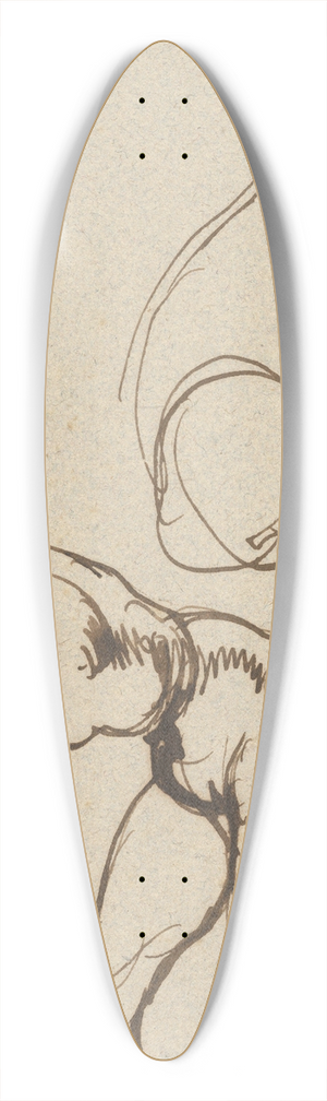 Eugne Delacroix - Studies of a Lion and a Female Nude 39.3 inch art pintail longboard deck Eugne Delacroix - Studies of a Lion and a Female Nude 39.3 inch art pintail longboard deck