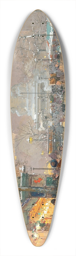 Eugne Galien-Laloue - Paris, Place de la Rpublique in the rain, 39.3 inch art pintail longboard deck