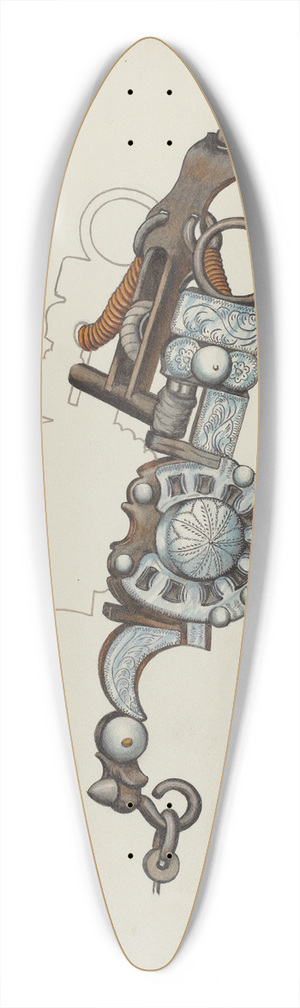 Eva Fox and Harry Mann Waddell - Spade Bit 39.3 inch art pintail longboard deck