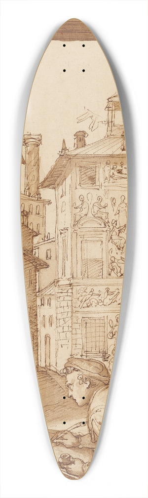 Federico Zuccaro - Taddeo Drawing after the Antique; In the Background Copying a Facade by Polidoro 39.3 inch art pintail longboard deck