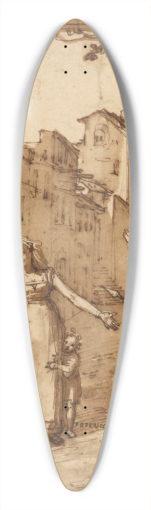 Federico Zuccaro - Taddeo Leaving Home Escorted by Two Guardian Angels 39.3 inch art pintail longboard deck