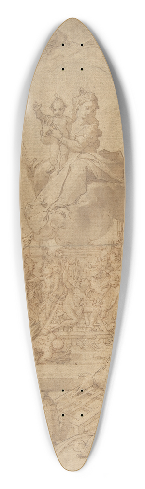 Federico Zuccaro - The Virgin and Child Appearing to Saint Peter, Saint Damasus, Saint Lawrence, and Saint Paul; the Martyrdom of Saint Lawrence in the Background 39.3 inch art pintail longboard deck Federico Zuccaro - The Virgin and Child Appearing to Saint Peter, Saint Damasus, Saint Lawrence, and Saint Paul; the Martyrdom of Saint Lawrence in the Background 39.3 inch art pintail longboard deck