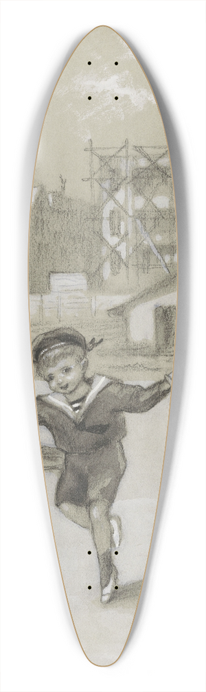 Felix Hess - Dansende jongen en meisje in een stadspark of speeltuin 39.3 inch art pintail longboard deck