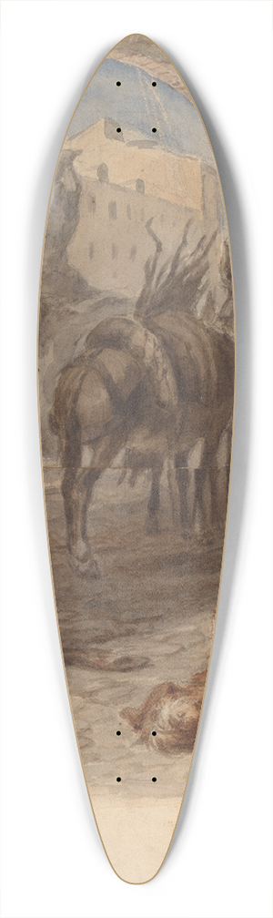 Felix Octavius Carr Darley - Bernini Fountain, Rome (recto) 39.3 inch art pintail longboard deck Felix Octavius Carr Darley - Bernini Fountain, Rome (recto) 39.3 inch art pintail longboard deck