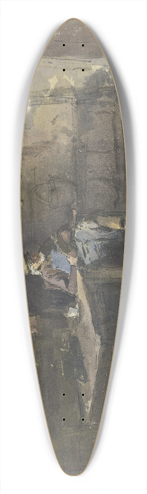 Ferdinand Balzer - Alter sitzender Mann in einfachem Wohnraum lesend 39.3 inch art pintail longboard deck