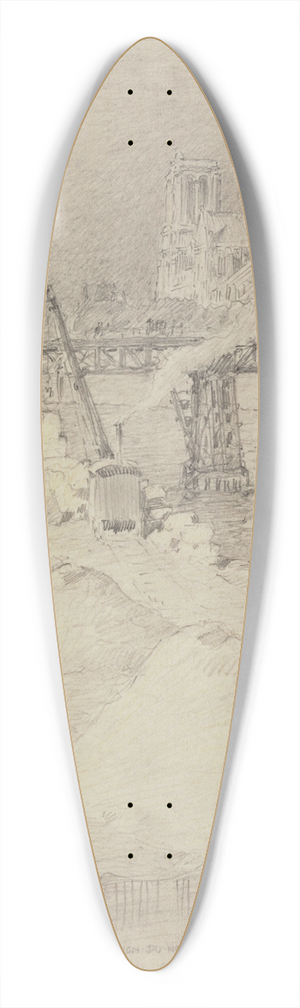 Ferdinand Boberg - La construction du Pont de la Tournelle 39.3 inch art pintail longboard deck