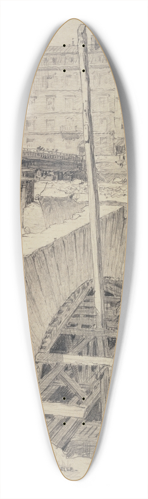 Ferdinand Boberg - Reconstruction du pont de la Tournelle 39.3 inch art pintail longboard deck