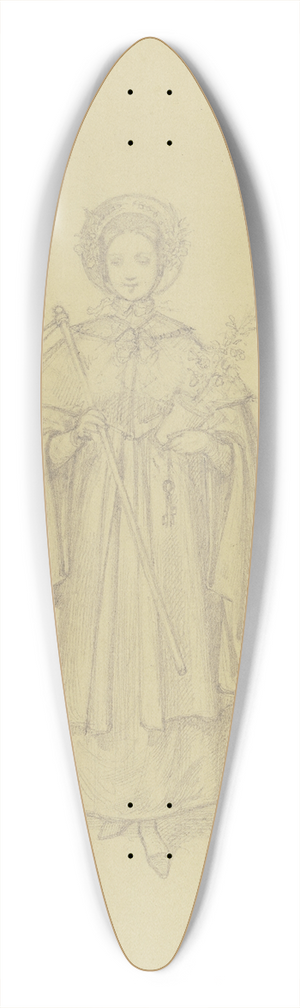 Ferdinand Fellner - Eine junge Frau mit einem Blumentopf und einer Hacke (Allegorie des Monats April) 39.3 inch art pintail longboard deck