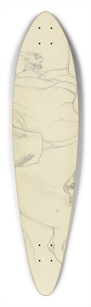 Ferdinand Fellner - Studienblatt; Drei Pferde im gestreckten Galopp nach rechts, eines mit Sattel und angedeutetem Reiter 39.3 inch art pintail longboard deck