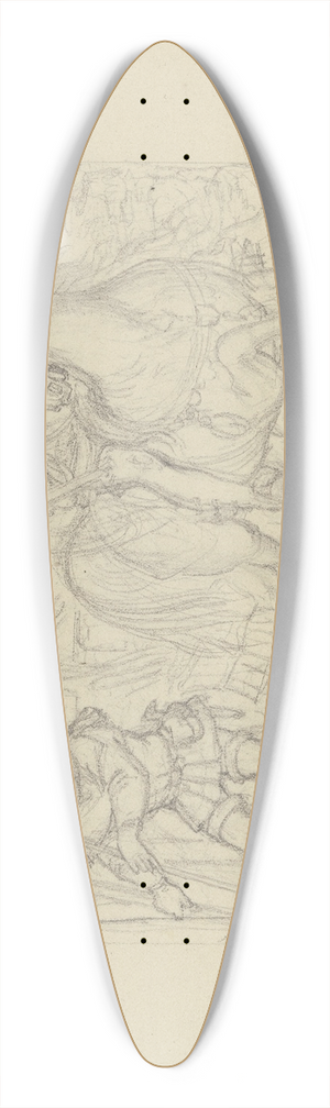 Ferdinand Fellner - Ungedeutete Szene; Ein Ritter mit Armbrust an einer Htte haltend, ein Knappe betritt diese 39.3 inch art pintail longboard deck