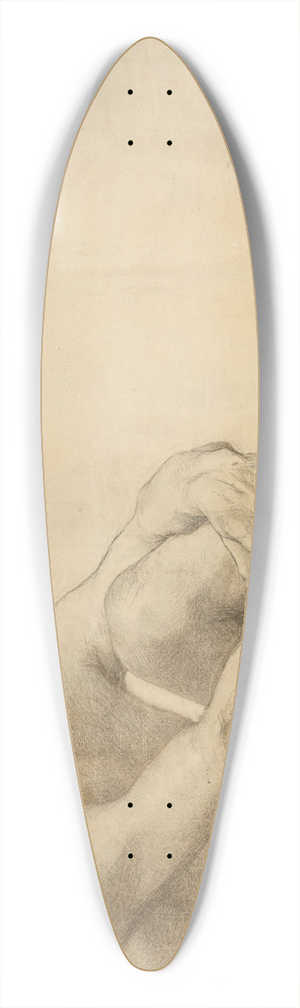 Ferdinand Katona - Study of a sitting male nude 39.3 inch art pintail longboard deck