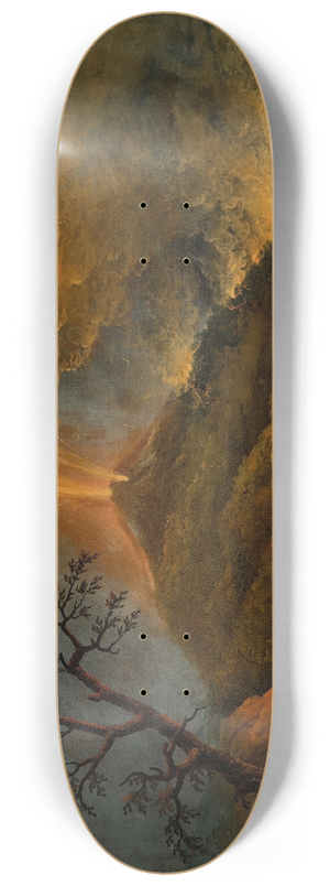 Carlo Bonavia - A volcano erupting at night, possibly Mount Etna 8.25 inch art skate deck