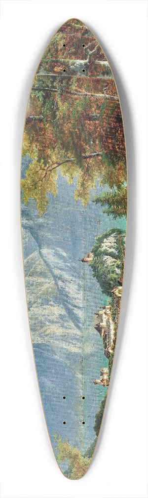 Ferdinand Lepie - A view of Traunstein and Traunkirchen 39.3 inch art pintail longboard deck