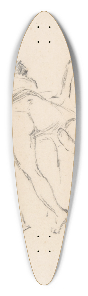 Flicien Rops - Study of two figures, one lunging at the other 39.3 inch art pintail longboard deck