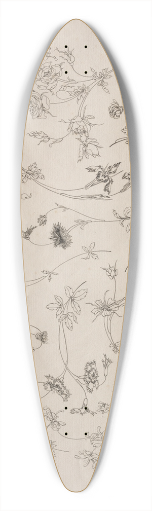 Flix Bracquemond - Flower designs for plates and borders (no. 14) 39.3 inch art pintail longboard deck Flix Bracquemond - Flower designs for plates and borders (no. 14) 39.3 inch art pintail longboard deck