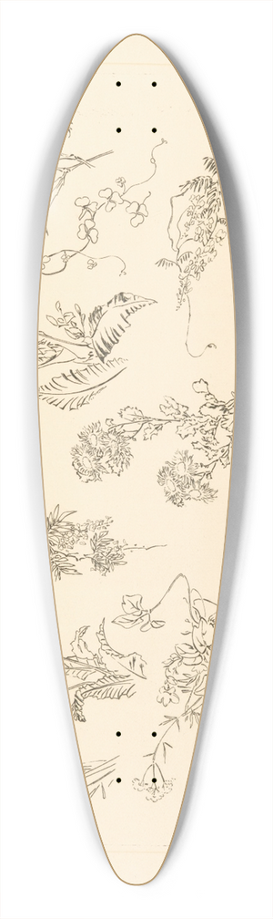 Flix Bracquemond - Oiseaux et fleurs japonais. 39.3 inch art pintail longboard deck