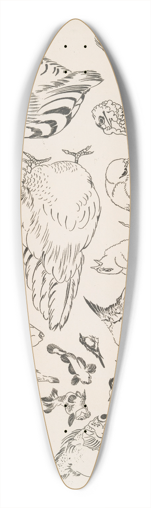 Flix Bracquemond - Poissons, oiseaux, poussin. 39.3 inch art pintail longboard deck