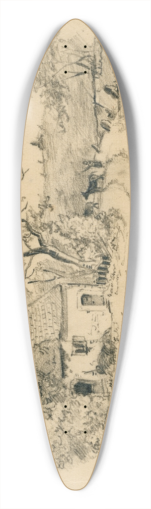 Floris Verster - Farmhouse with pathway 39.3 inch art pintail longboard deck Floris Verster - Farmhouse with pathway 39.3 inch art pintail longboard deck