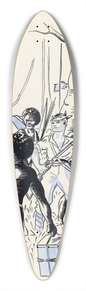 F. Ockerse - Witte man met vuurwapen tussen de Nieuw-Guineers 39.3 inch art pintail longboard deck