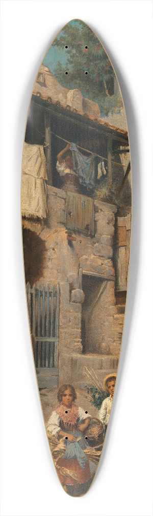 Francesco Bergamini - On the Way to the Market 39.3 inch art pintail longboard deck