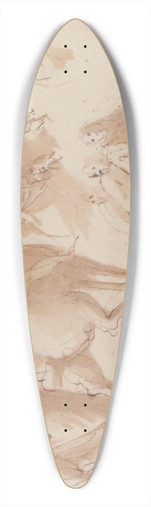Francesco Curia - Figure Studies; Warrior on Horseback, and Groups of Standing Female Figures 39.3 inch art pintail longboard deck