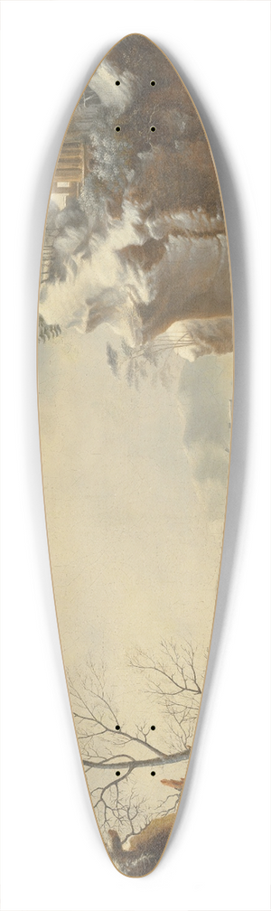 Francesco Foschi - A snowy landscape with travellers by a river 39.3 inch art pintail longboard deck