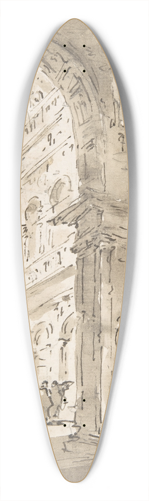 Francesco Guardi - Architectural Capriccio; Courtyard of a Palace 39.3 inch art pintail longboard deck