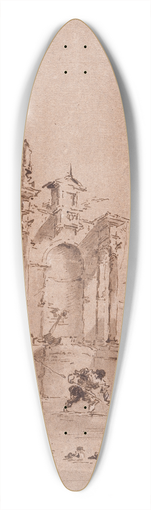 Francesco Guardi - Architectural Capriccio 39.3 inch art pintail longboard deck