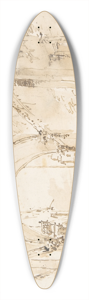 Francesco Guardi - Architectural Capriccio; Vaulted Passageway Leading to a Square 39.3 inch art pintail longboard deck