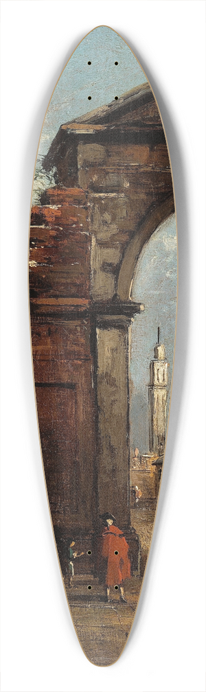 Francesco Guardi - Caprice, avec arc triomphal en ruine et paysage du bord de la lagune 39.3 inch art pintail longboard deck