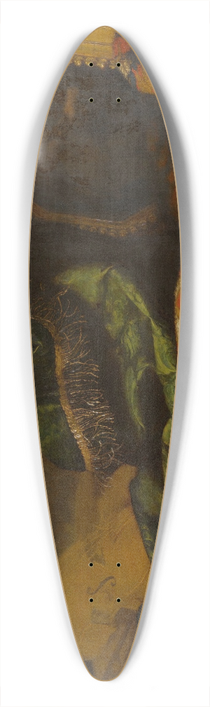 Francesco Noletti - Still life with carpets, a painting of a putto, and a violin 39.3 inch art pintail longboard deck Francesco Noletti - Still life with carpets, a painting of a putto, and a violin 39.3 inch art pintail longboard deck