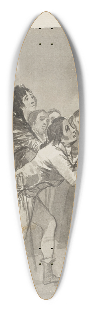 Francisco de Goya - Humility versus Pride a young man imploring an older man with other figures in front of them 39.3 inch art pintail longboard deck Francisco de Goya - Humility versus Pride a young man imploring an older man with other figures in front of them 39.3 inch art pintail longboard deck