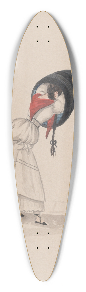 Francisco Fierro - A woman putting on her saya, viewed from behind 39.3 inch art pintail longboard deck